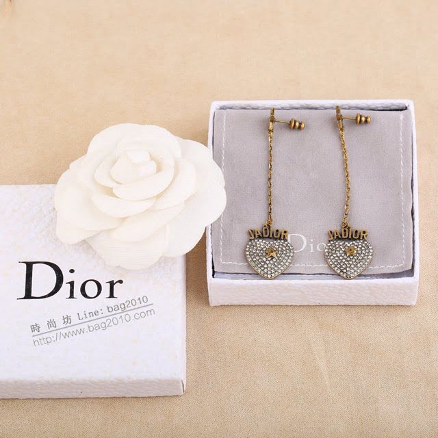 Dior飾品 迪奧經典熱銷款jadior愛心長款鏈條耳環耳釘  zgd1447